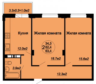 планировка квартиры в ЖК "Кубаночка"