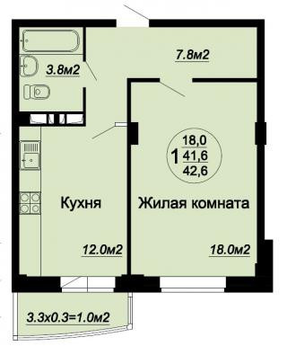 планировка квартиры в ЖК "Кубаночка"
