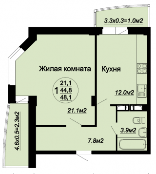 планировка квартиры в ЖК "Кубаночка"