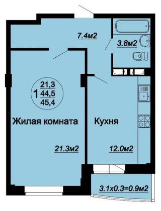 планировка квартиры в ЖК "Кубаночка"